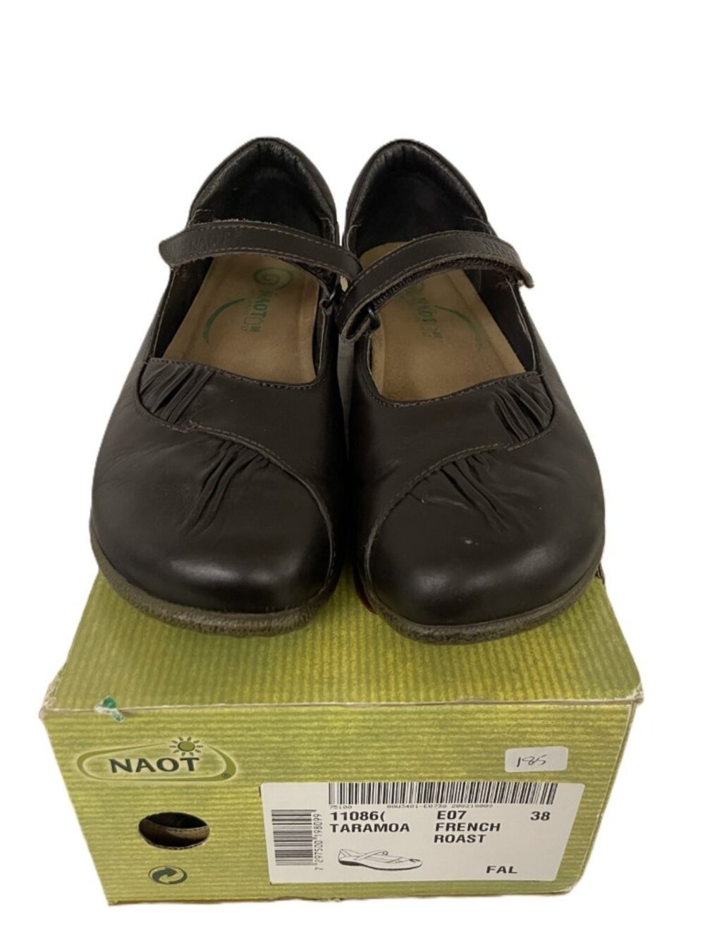 Naot Womens Mary Janes EU 38 US 7 Brown Taramoa Leather Ruched Swirl NWB